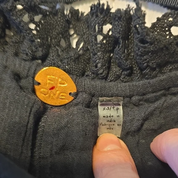 Free People One Adella Slip Dress Black Lace Mini XS Boho Festival Ruffle Hem - Picture 12 of 15